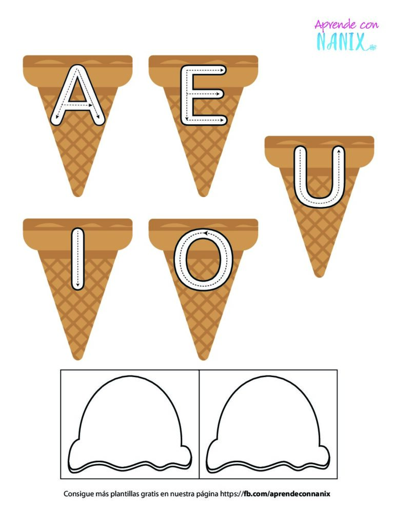 Plantilla de Las Vocales en forma de helado