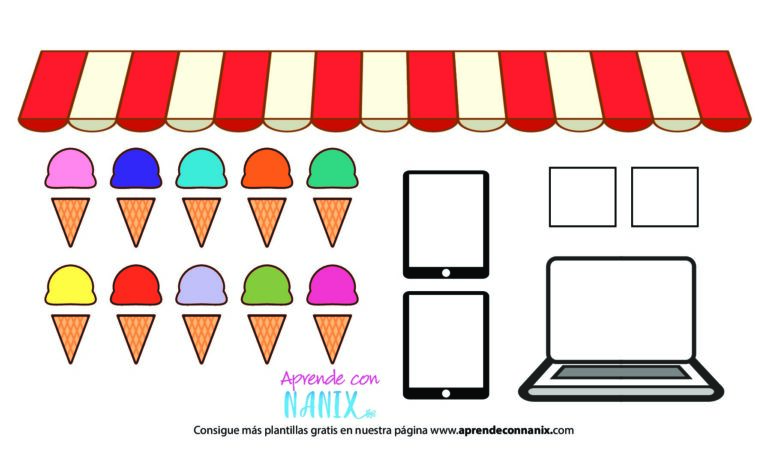 Plantilla de Máquina de Helados para Sumar y Restar