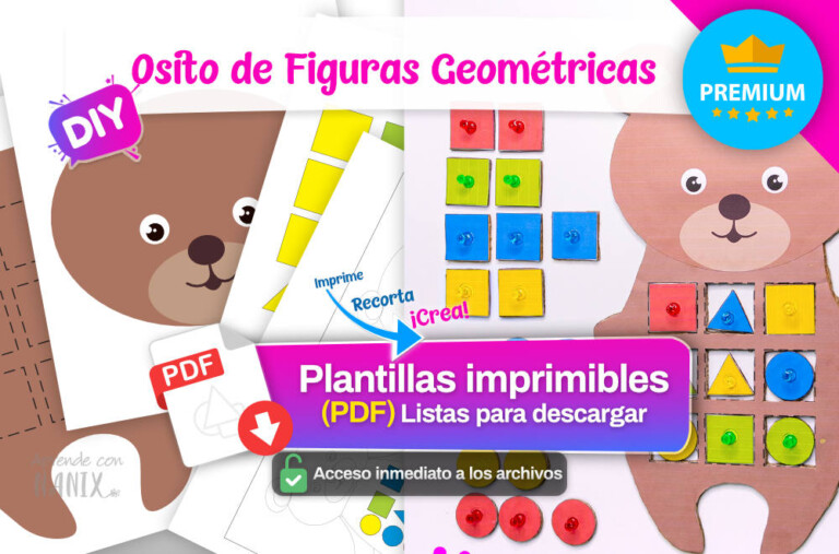 Plantilla de Osito de Figuras Geométricas